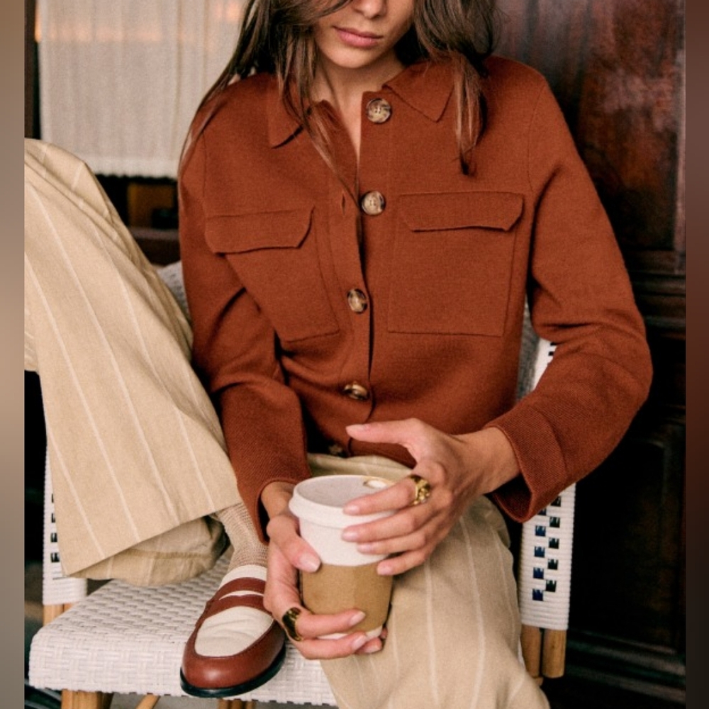 Sezane Betty Cardigan In Hazelnut